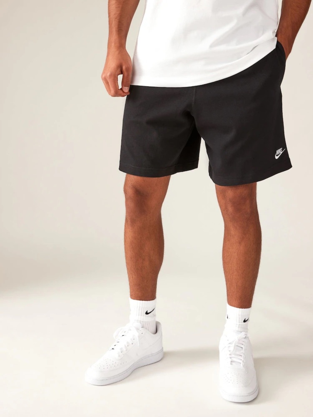 Nike Men’s Black Athletic Shorts with White Swoosh